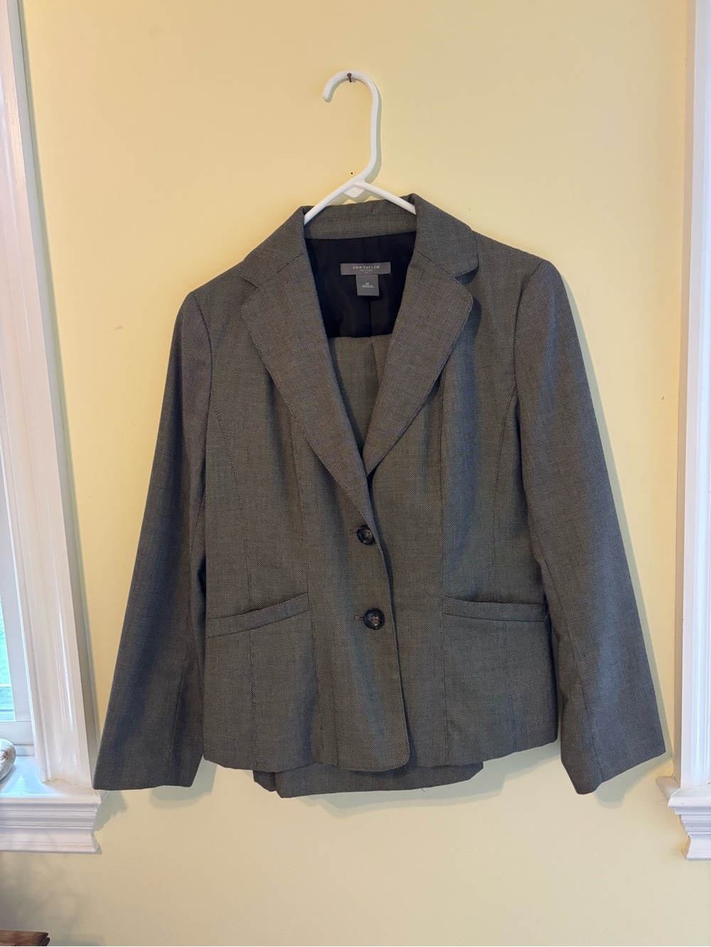 Ann Taylor dark brown and white suit